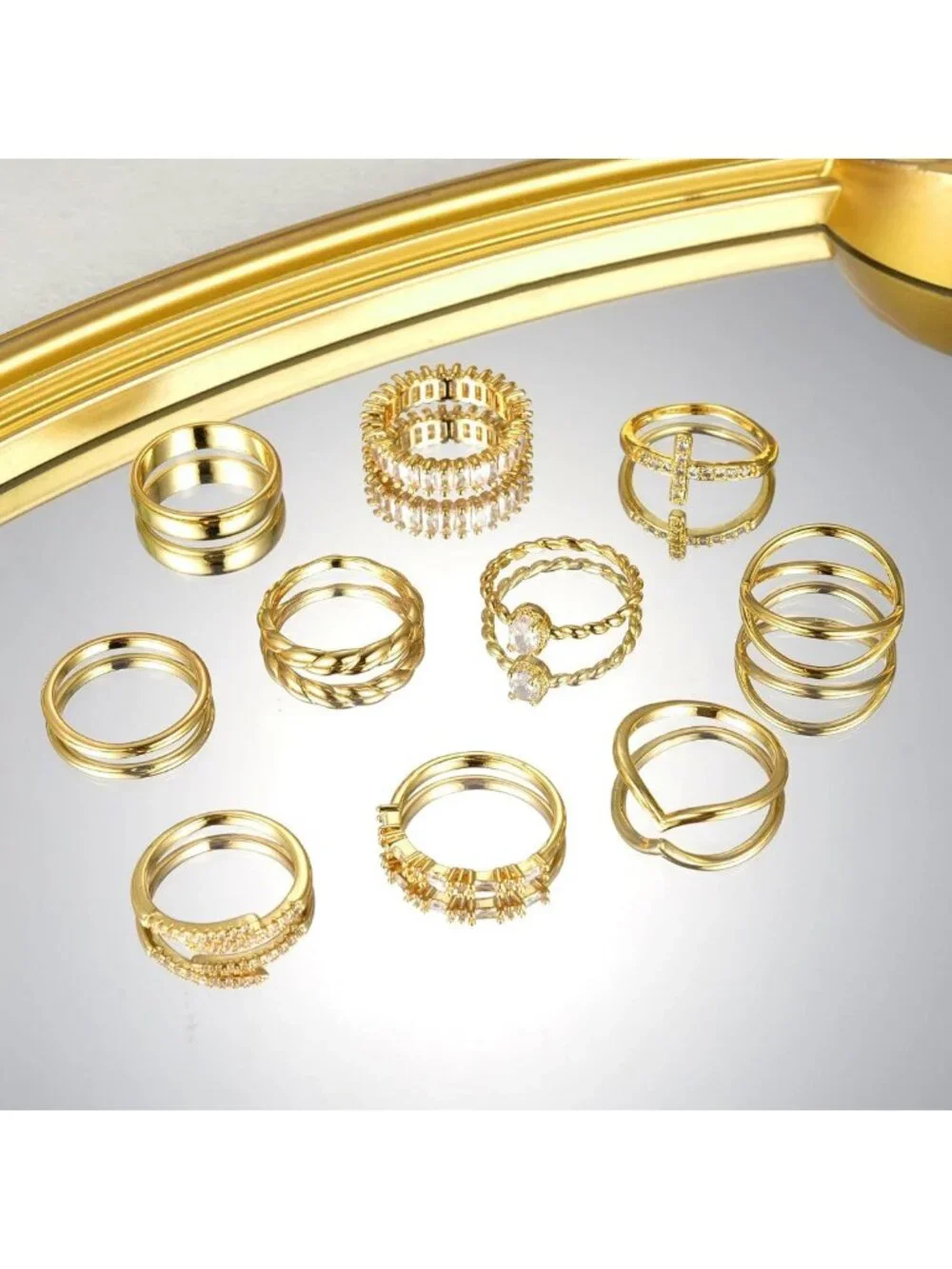 Dainty 14K Gold Plated Ring Set for Women - 10 PCS Non-Tarnish Stacking Rings